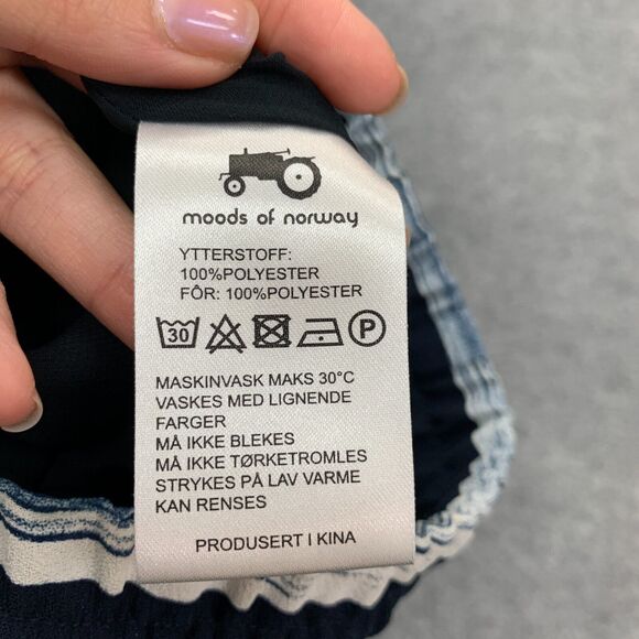 Moods Of Norway Skirt Womens 36 US 4 Navy Curved Hem Striped Drawstring Lined - Picture 8 of 11